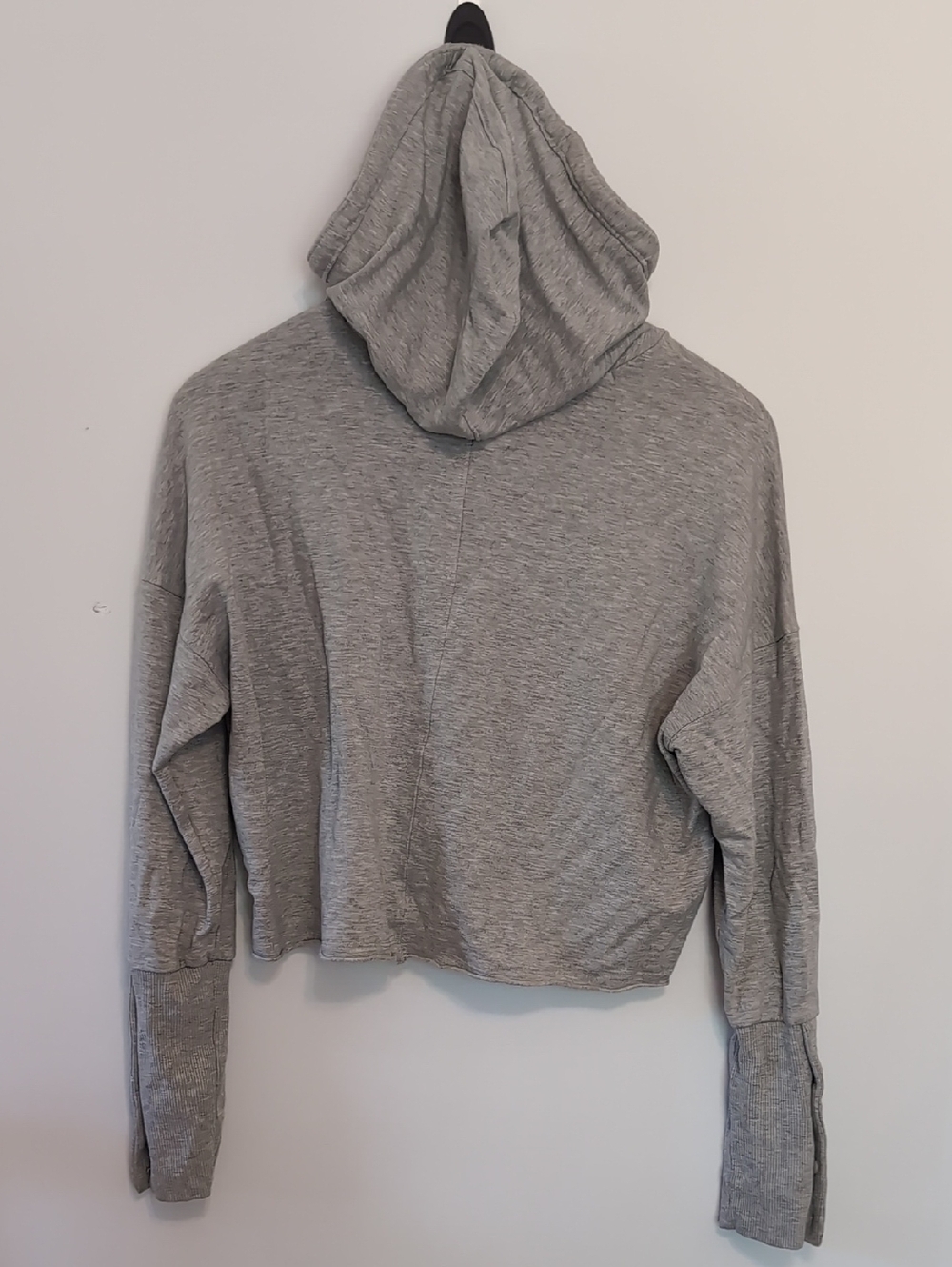 Nike Dri-Fit Heather Gray Cropped Hooded Long Sleeve Top Size Medium - Picture 5 of 6